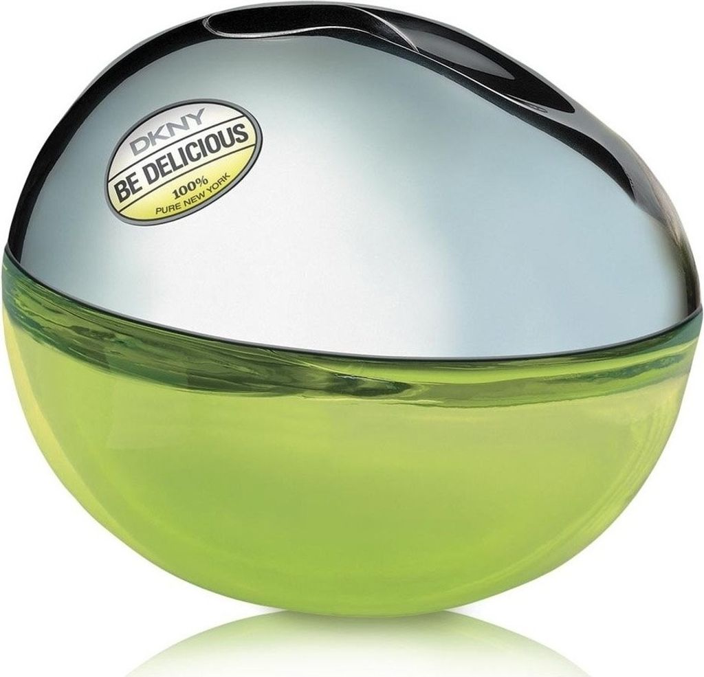 A bottle of DKNY Be Delicious perfume.