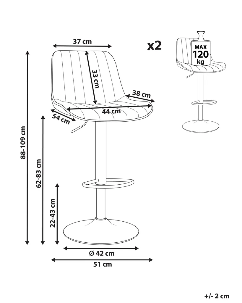 Tabouret de Bar Réglable pour Îlot de Cuisine en Velours Vert Lot de 2