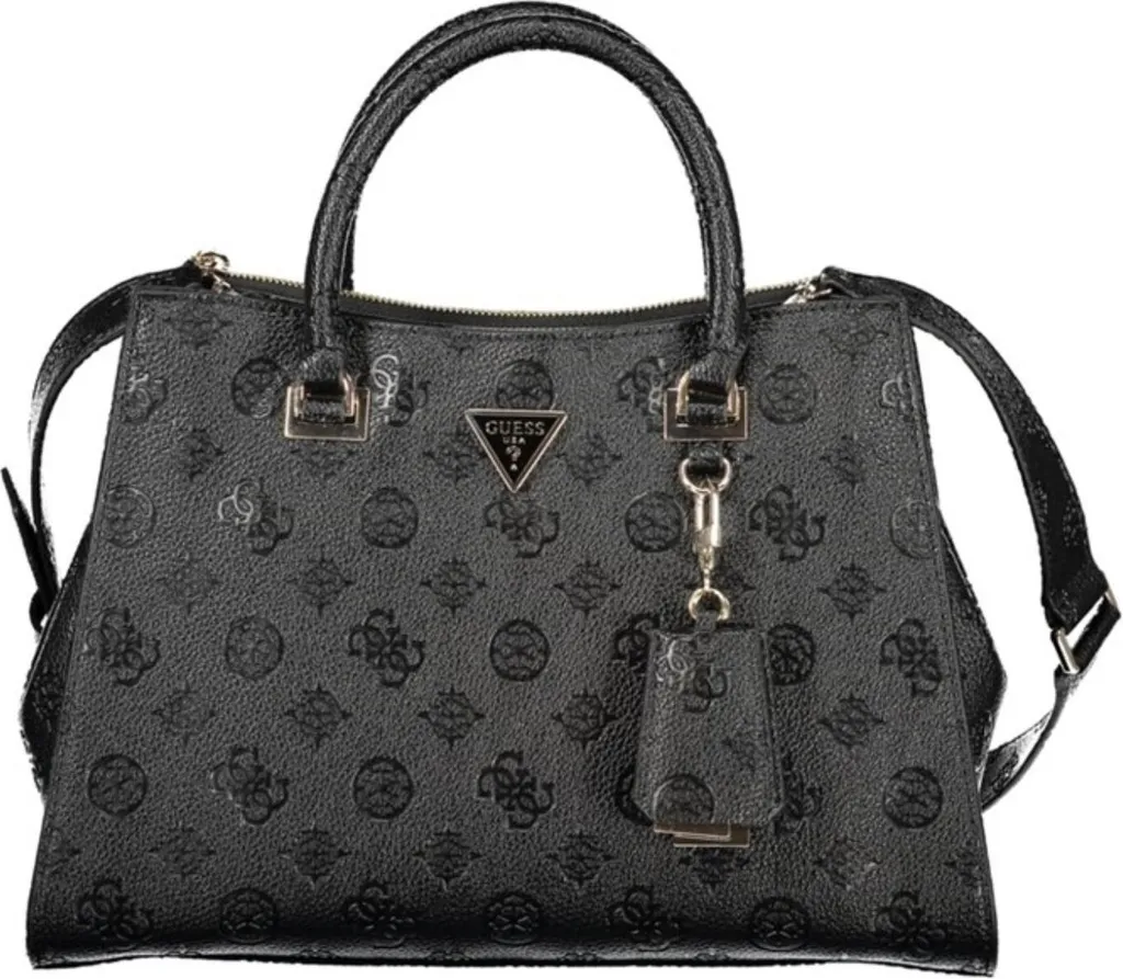 Guess PD988807 Sac à main Noir avec Multiples Compartiments et Logo Argent