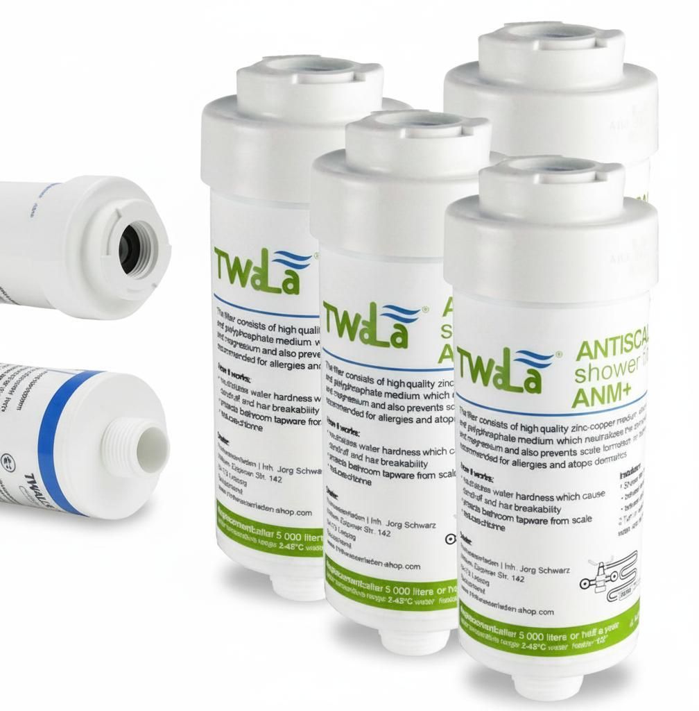 4x TWaLa Duschfilter Weiss Wasserfilter gegen Kalk/Chlor Shower filter AWF-SWR-P