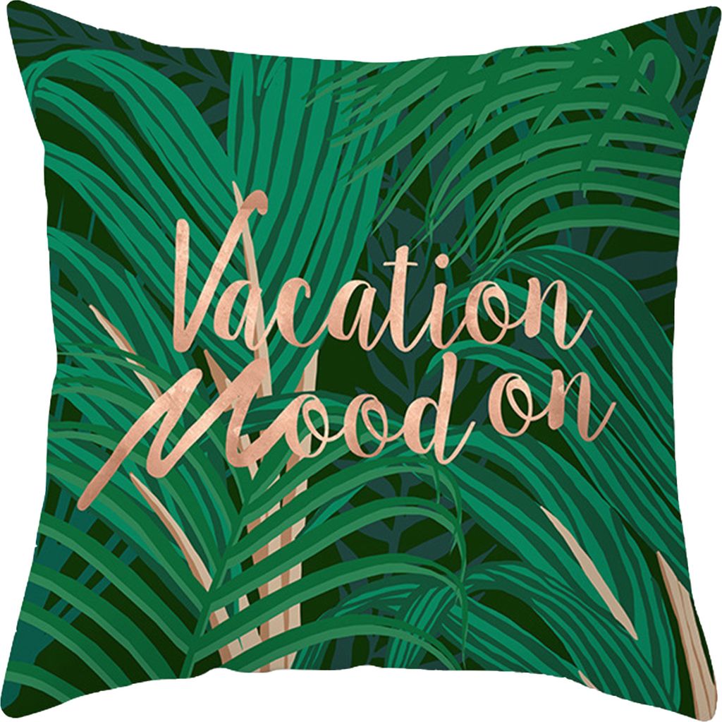 Kissengehäuse Nicht abnehmende abnehmbare polyestergrüne Pflanzenabdruckkissen-Kissenbezugs-Wohnkultur-C