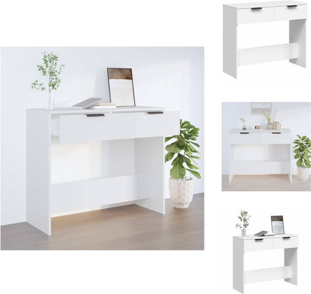 vidaXL Konzolový stolek bílý 90x36x75 cm materiál na bázi Obrázek produktu 