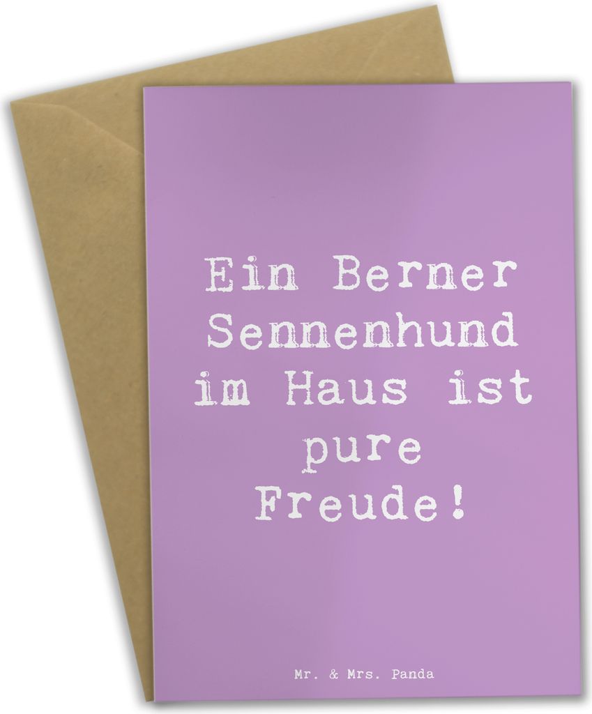 Mr. & Mrs. Panda Klappkarte Spruch Berner Sennenhund Freude - Lavendeltraum - Geschenk, einladungskarten, Hunderassen Pflege, Glückwunschkarte, os...