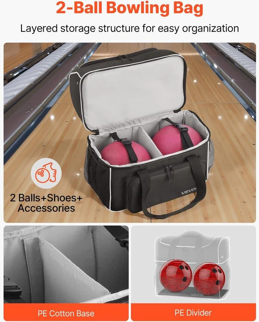 Sac à roulettes pour 2 boules de bowling avec compartiment chaussures