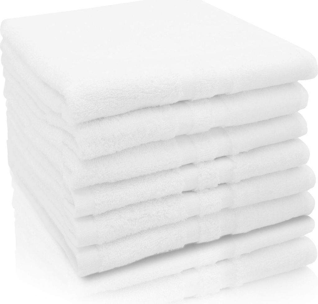 6er Set Handtücher, 50x70 cm, weiß, 100% Baumwolle Produktbild 