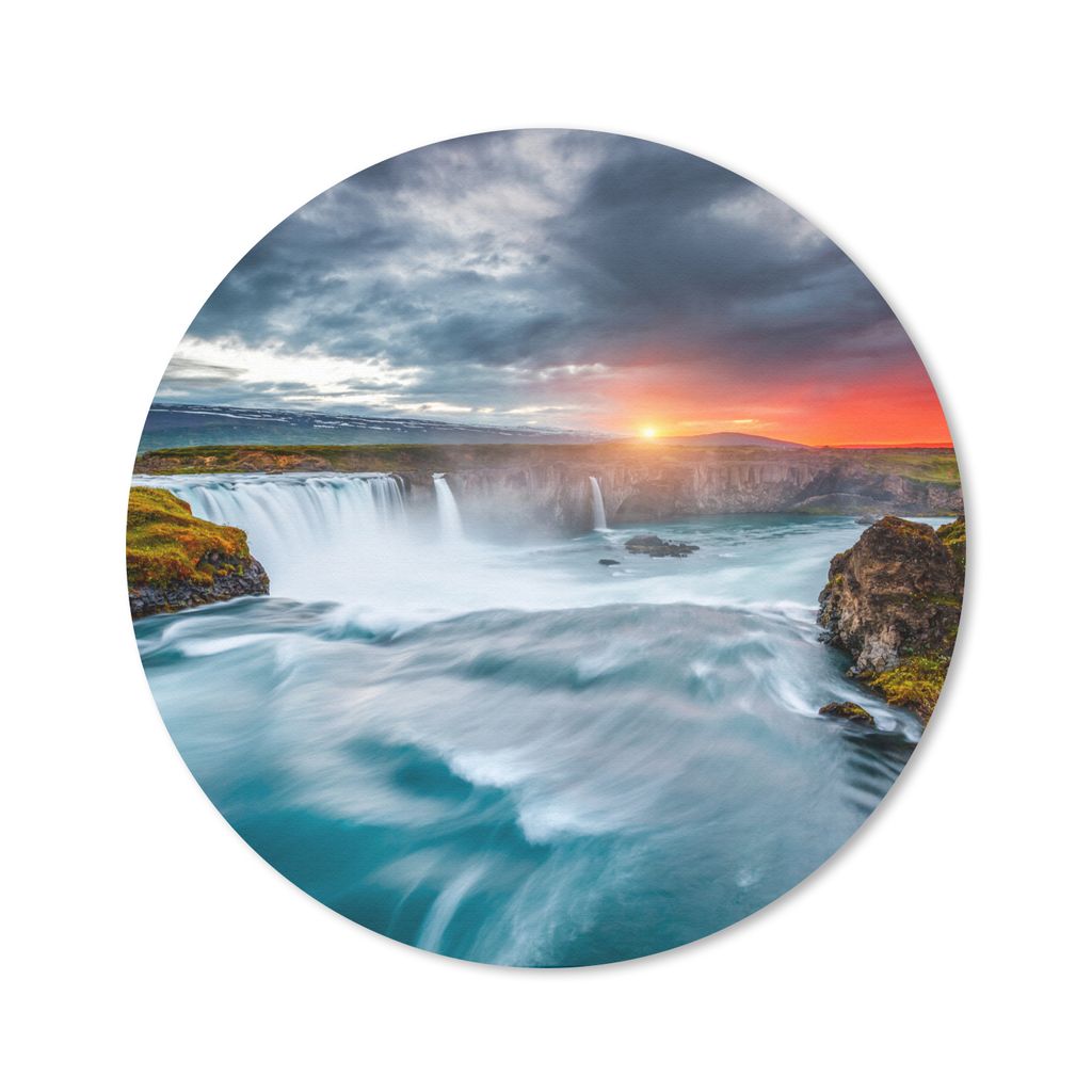 MuchoWow Mauspad Mousepad Wasserfall - Sonnenuntergang - Natur - Wasser 20x20 cm - Mousepads - Maus Mat - Pad - Mausunterlage - Schreibtischmatte