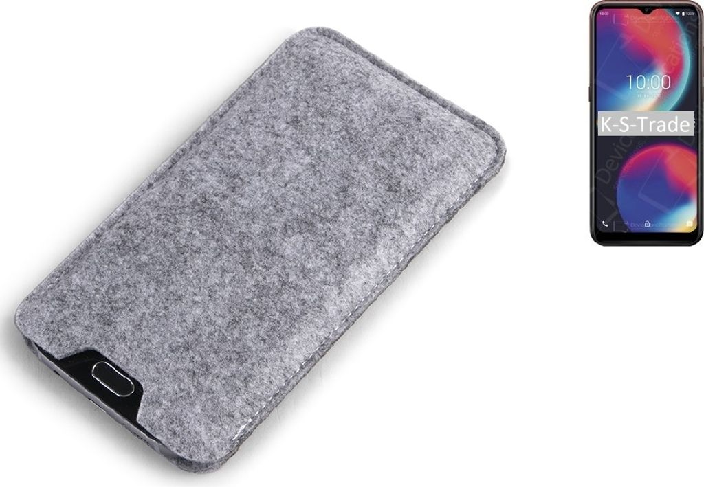 K-S-Trade Filz Handyhülle kompatibel mit Wiko View 4 Schutzhülle Filztasche Filz Tasche Case Sleeve Handy Hülle Filzhülle grau