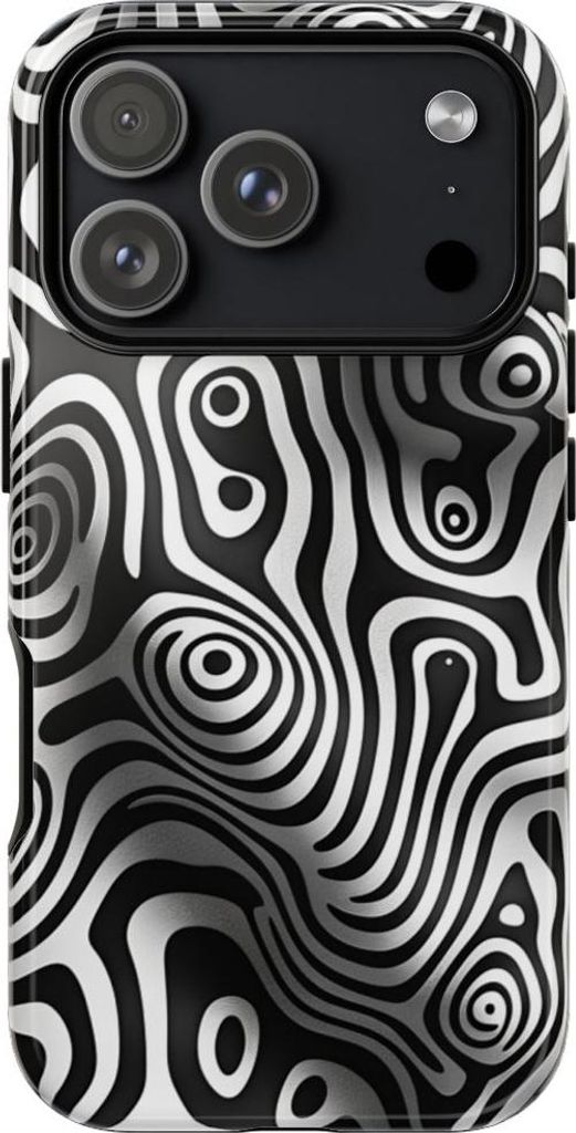 Schwarz-weißes Linienmuster im abstrakten Stil – Hülle Kompatibel mit iPhone 17 Pro