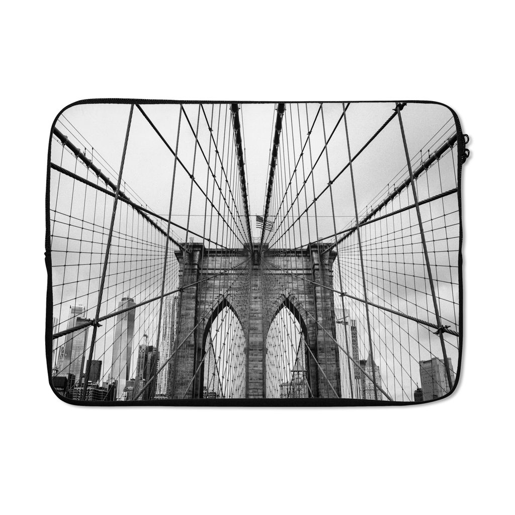 MuchoWow Laptop Hülle 13 Zoll Brücke - Architektur - Schwarz - Weiß - USA Laptoptasche - Laptophülle - Sleeve - Rundumschutz