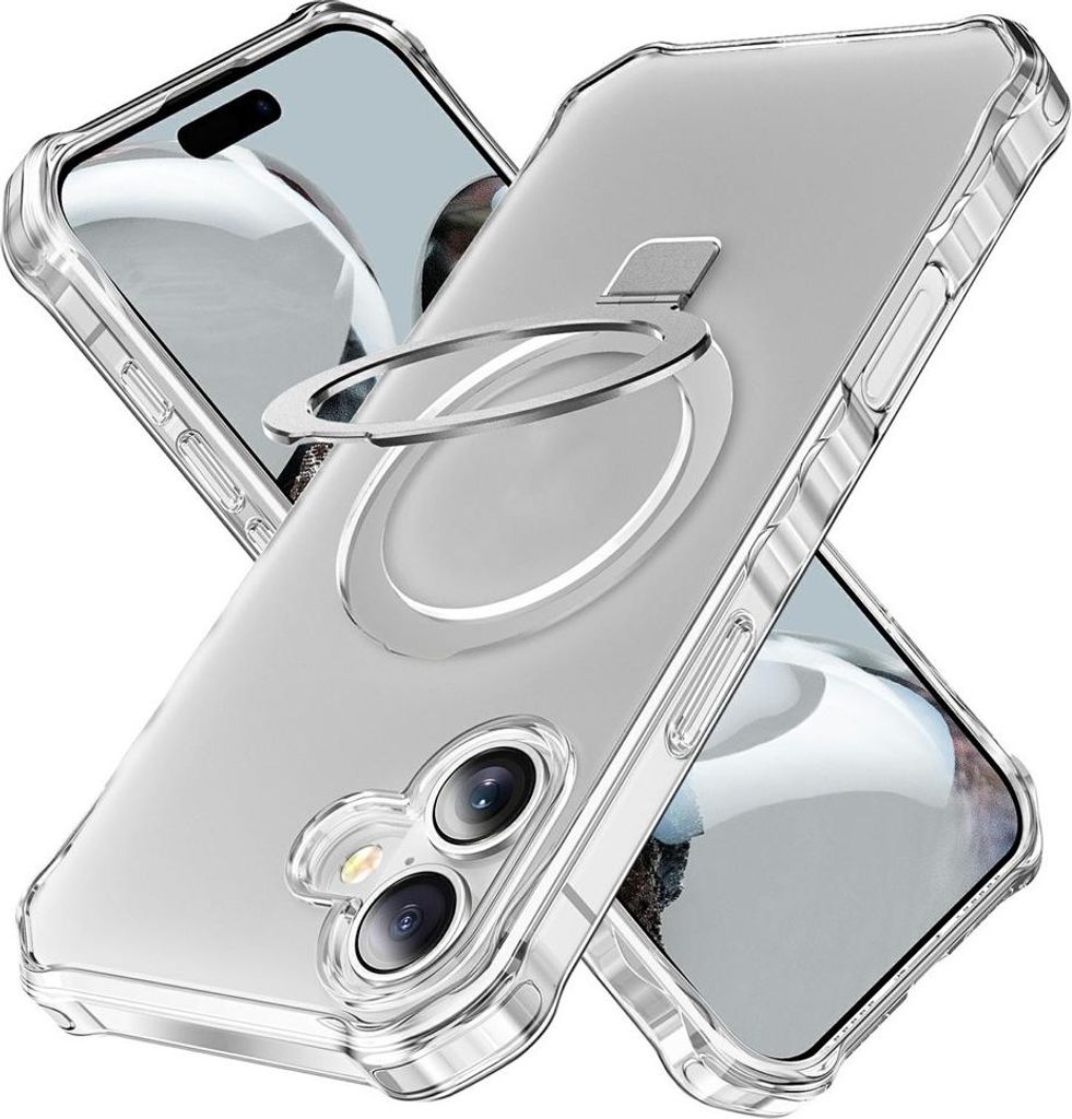 iPhone 17 Hülle - Coverup ShockProof TPU Back Cover mit MagSafe Compatible Ring Kickstand - Grau