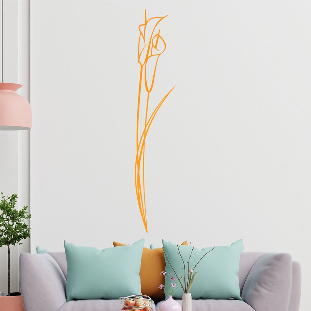 Lilien - Linien Wandtattoo in 6 Größen - Wandaufkleber Wall Sticker - Dekoration, Küche, Wohnzimmer, Schlafzimmer, Badezimmer
