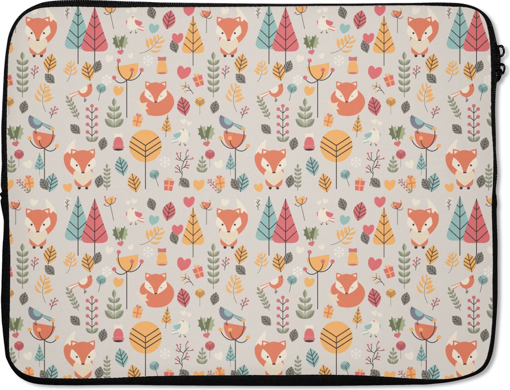 MuchoWow Laptop Hülle 15 Zoll Fuchs - Blumen - Regenbogen - Kinder - Design Laptoptasche - Laptoptasche - Sleeve - Rundum-Schutz