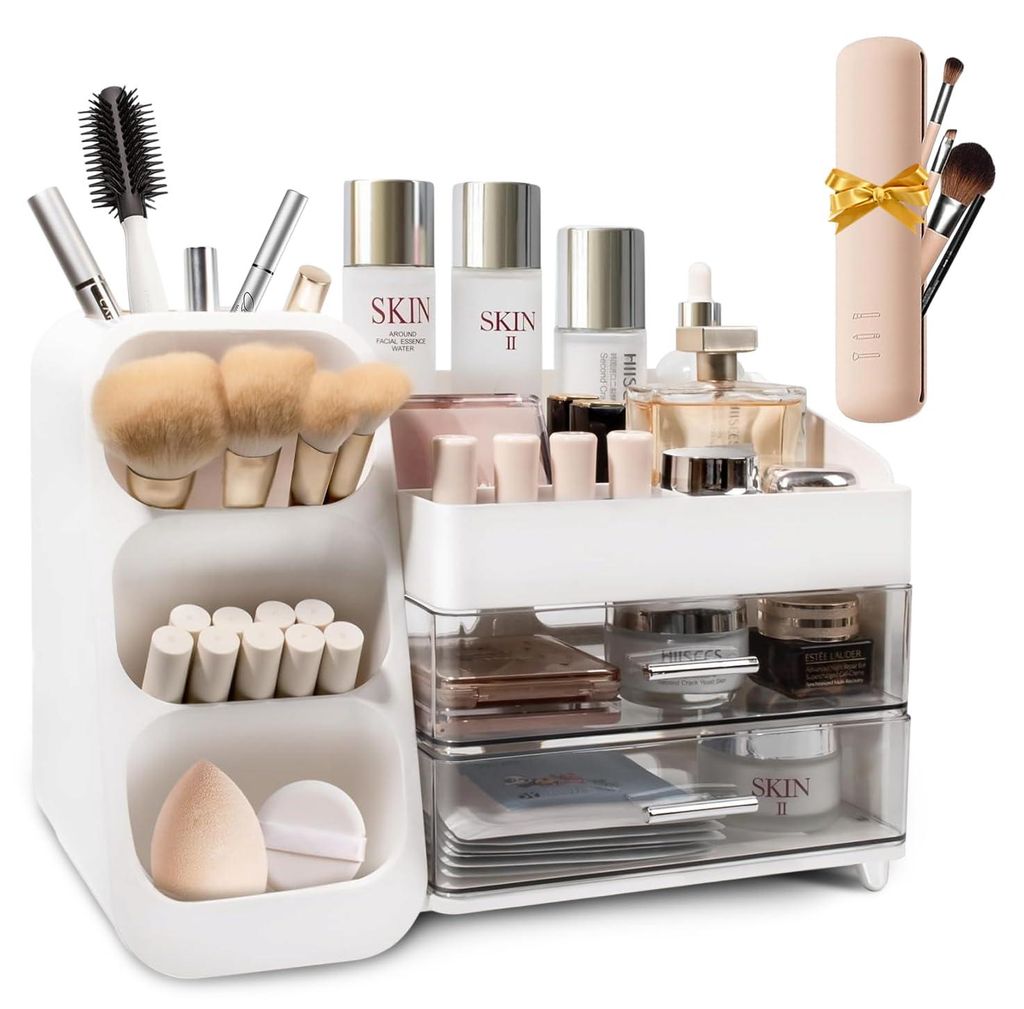 Hochwertiger Make-up-Organizer mit Schubladen – Geräumiger und staubfreier Stauraum für Kosmetikartikel auf Ihrem Schminktisch – Großer Make...