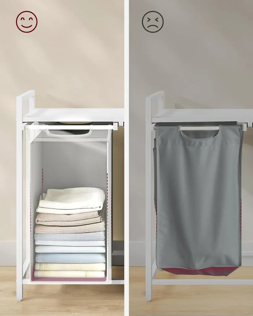 Panier Linge 2 Compartiments Idéal pour Salle de Bain et Buanderie - 3