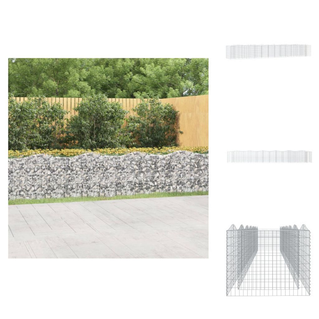 vidaXL Gabionen-Hochbeet mit Hochbogen 600x100x100 cm Verzinktes Eisen - Blumentöpfe & Pflanzgefäße