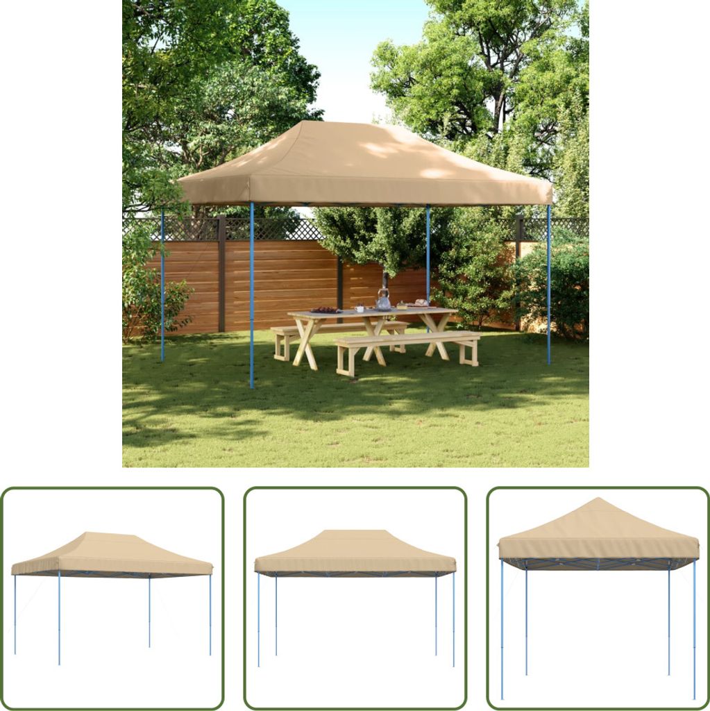 The Living Store Partyzelt Faltbar Pop-Up Beige 440x292x315 cm