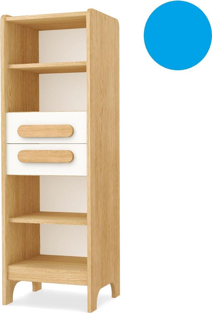 Timoore First Bücherregal mit 2 Schubladen in 5 Farben : Blau Farbe: Blau
