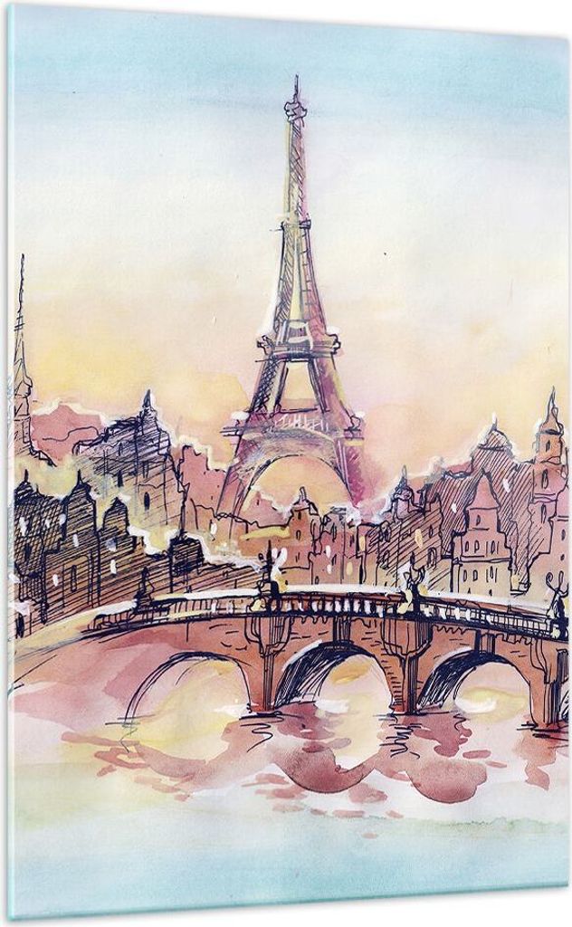 Bilder auf glas - Einteilig - Brücke Eiffle Illustration Produktbild 