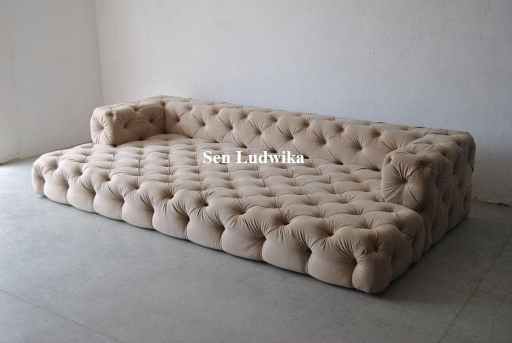 Chesterfield Design Couch Polster Sofas Textil Sofa Bettfunktion XXL 300 cm Bett