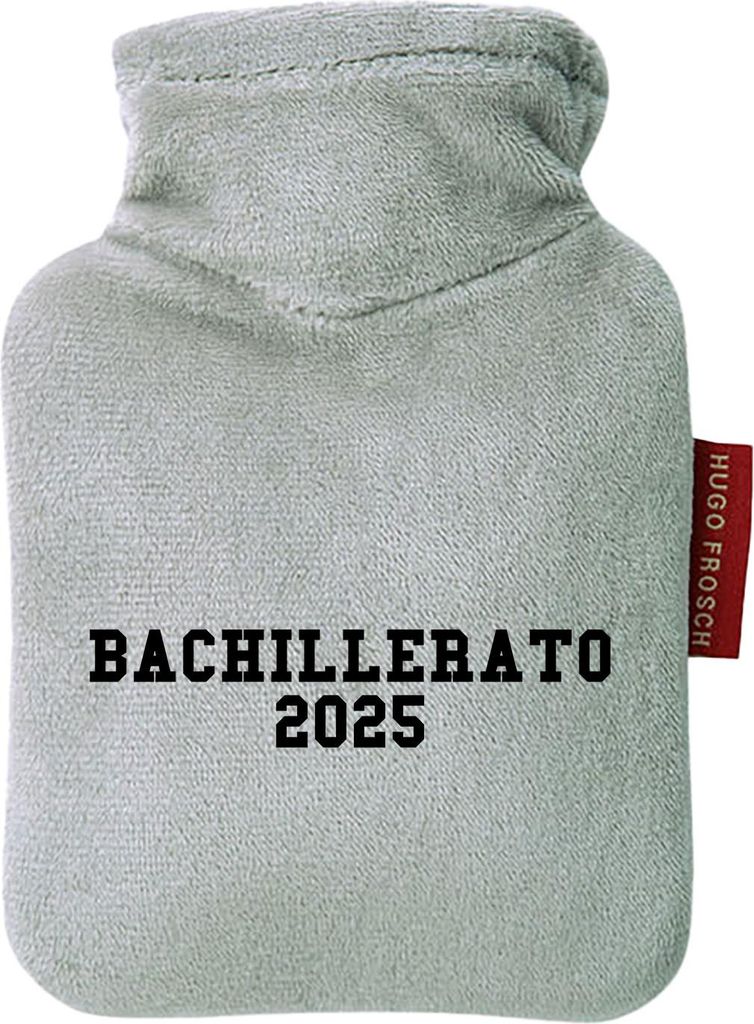 Huuraa Taschenwärmer Bachillerato 2025 Abschluss Spanien Geschenk 0,2 Liter Grey Mini Veloursbezug Bachillerato 2025 Geschenkidee
