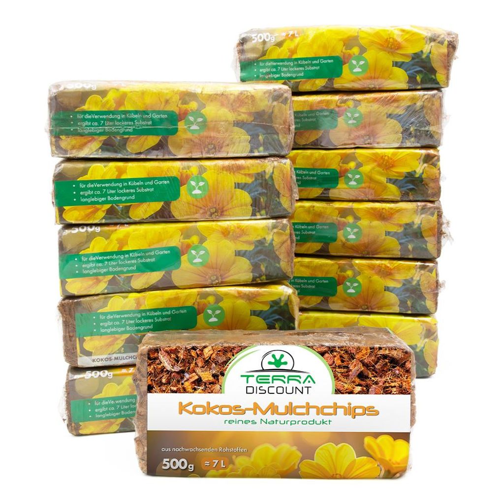 Kokos Mulchchips gepresst 12x500g ca. 84 Liter – natürliche Produktbild 