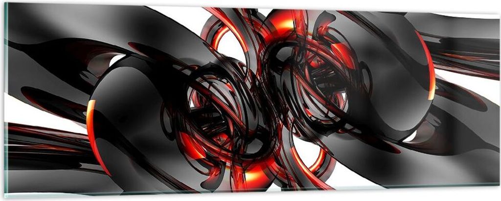 Bilder auf glas - Abstrakt Ring Glas Komposition - 90x30cm - Glasbilder - Wandbilder - Kunstdruck - zum Aufhängen bereit - Wanddekoration aus Glas...