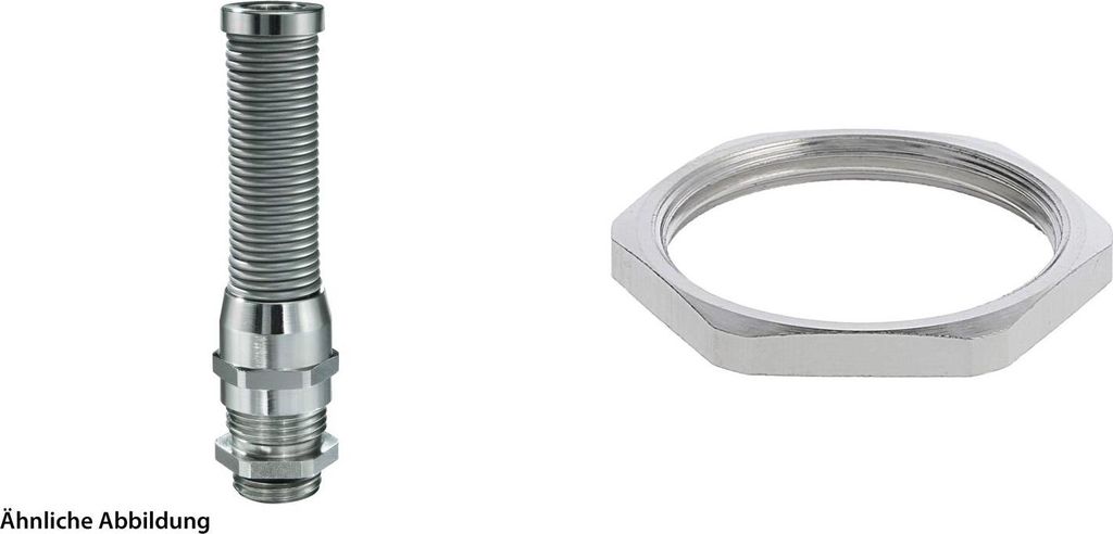 WISKA Verschraubung mit M-Biegeschutz und Gegenmutter M32x1,5 inkl. O-Ring Messing (CuZn) vernickelt Gewindelänge 8,0mm