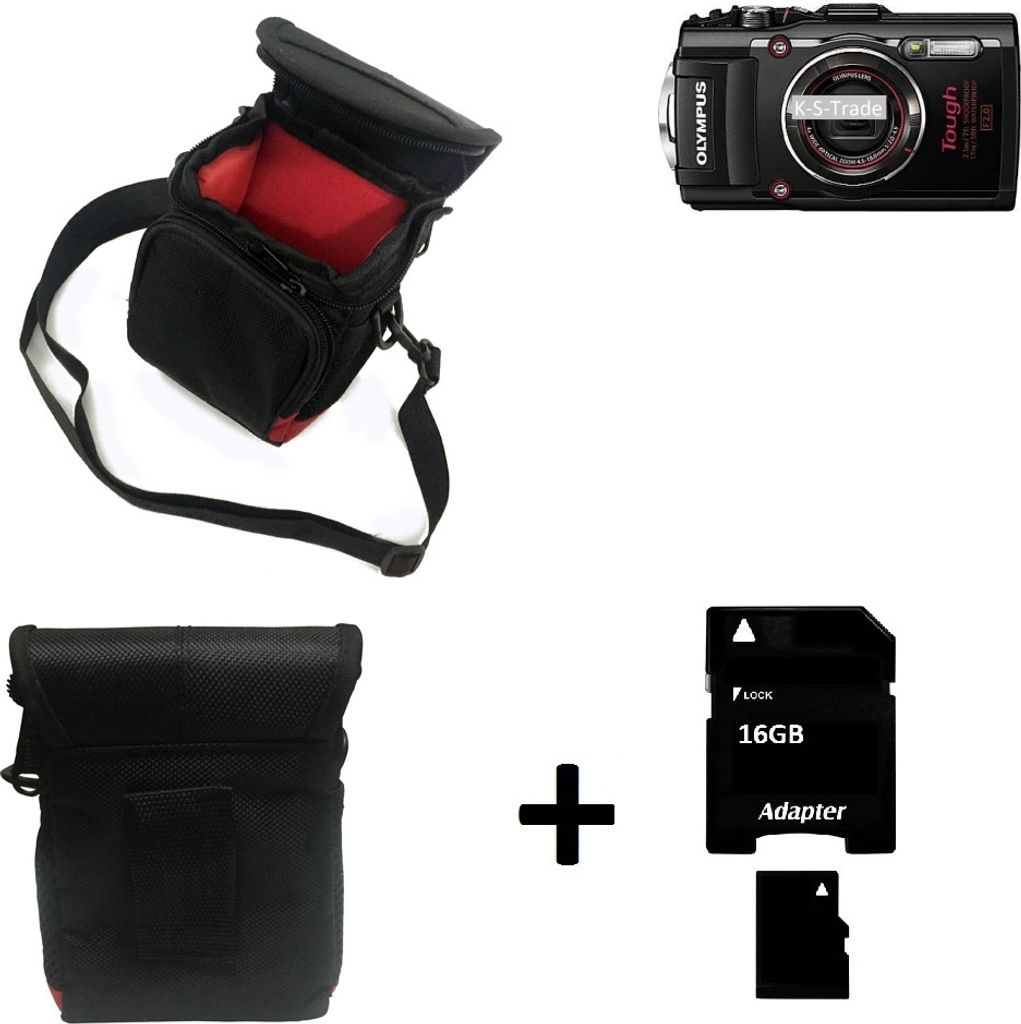 K-S-Trade Kameratasche Fototasche Umhängetasche Schutz Hülle kompatibel mit Olympus Tough TG-4 mit Zusatzfach und teilbaren Innenraum mit Trennwand