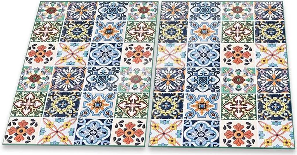 Set 2 Piastre Coprifornelli Vetro 40x52 Texture Colorata Idee Regalo