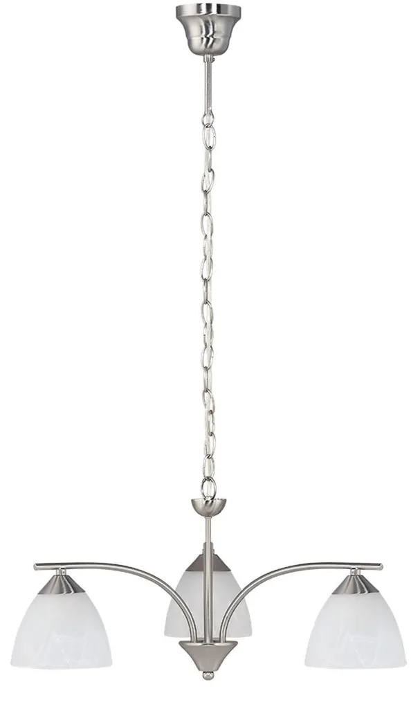 Lustre Suspension 3 Lampes E14 Chrome Satiné pour Éclairage Séjour