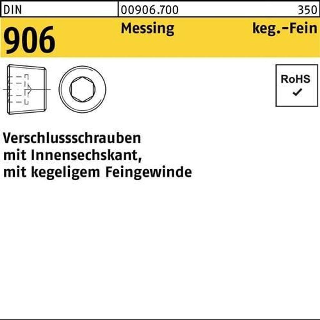Reyher  Verschlußschrauben DIN 906 Messing M 14 x 1,5 Ms Produktbild 