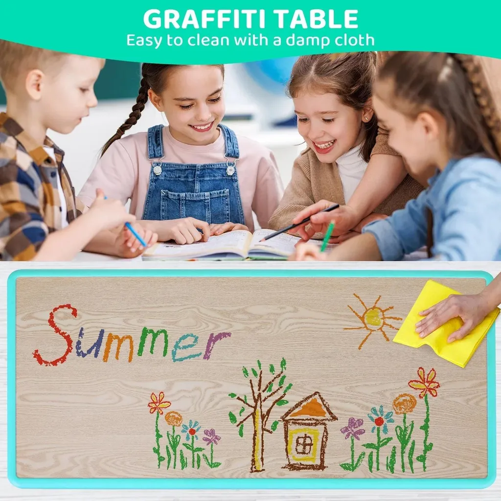 Table d'activité ajustable 48-60 cm en composite bois avec 6 chaises - 7