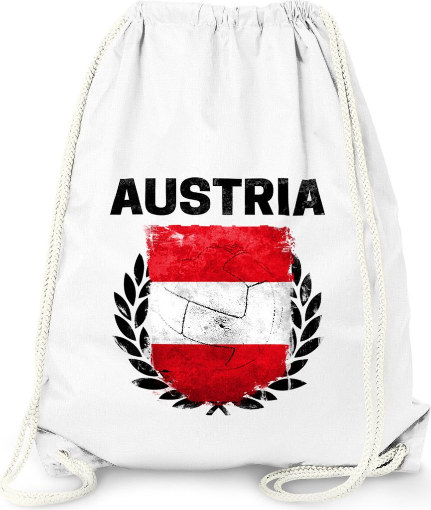 Turnbeutel Fußball EM WM Österreich Vintage Flagge Austria Flag Gymbag Moonworks