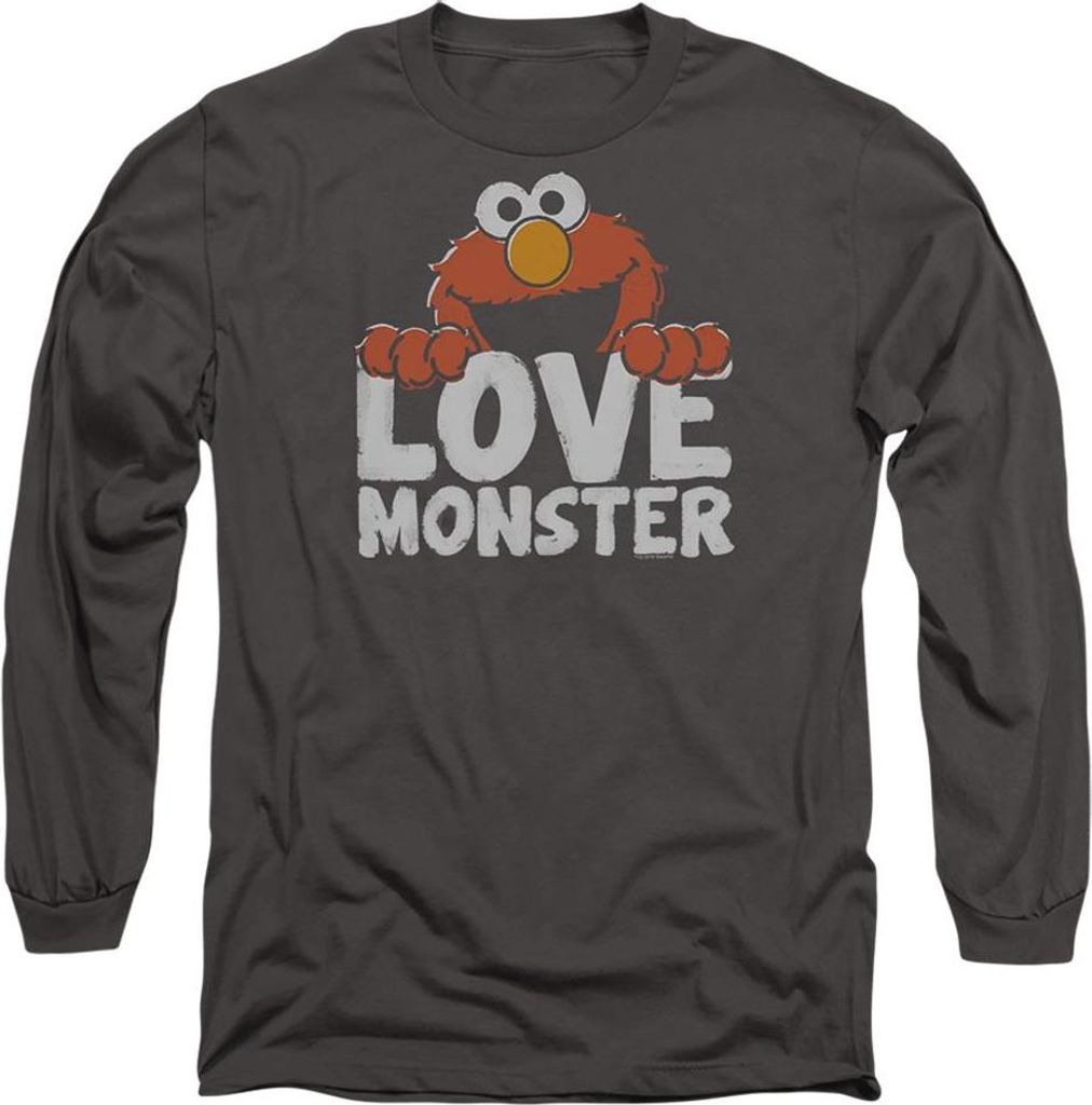 Sesame Street - "Love Monster" T-Shirt für Herren/Damen Uni, Langärmlig TV27077 (L) (Holzkohle)