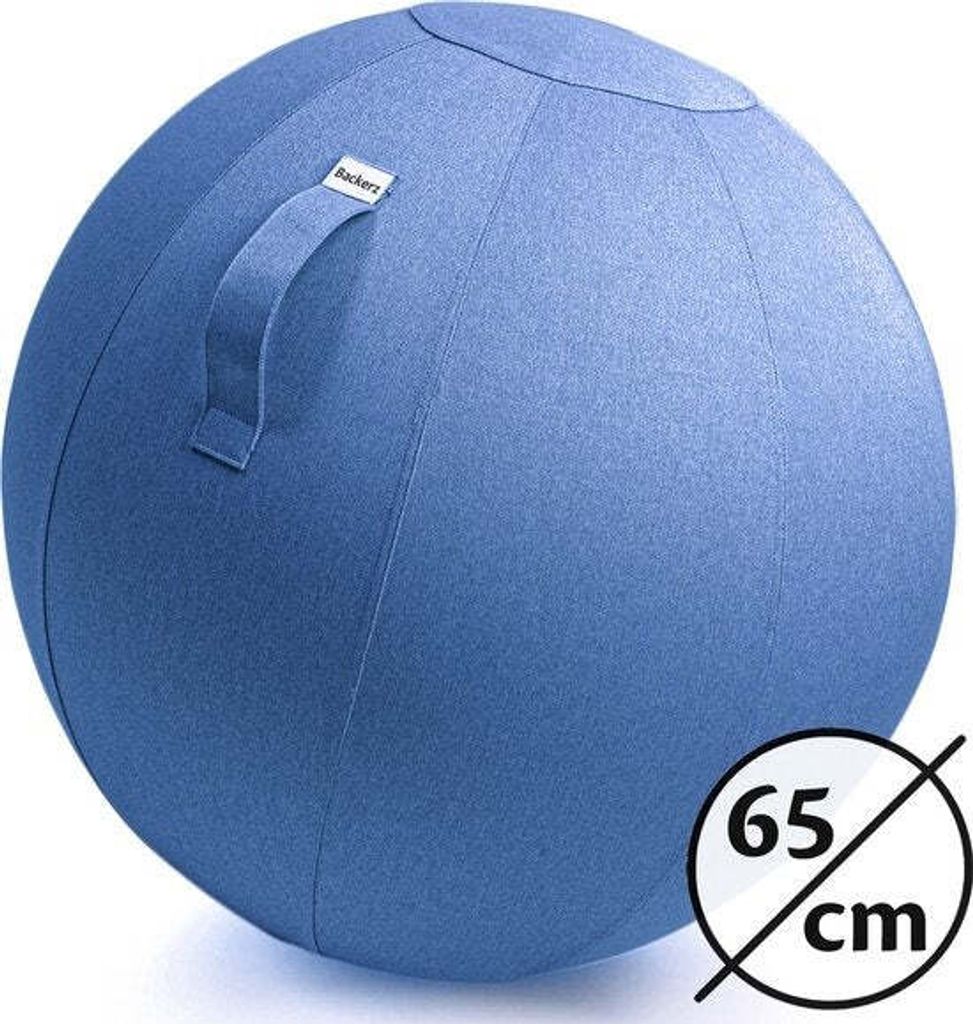 Backerz Bckz Sitzball Leinen 65 CM - Sitzball mit Bezug - Balance Hocker - Luxus Yoga Ball - Ergonomischer Bürostuhl Ball - Hellblau