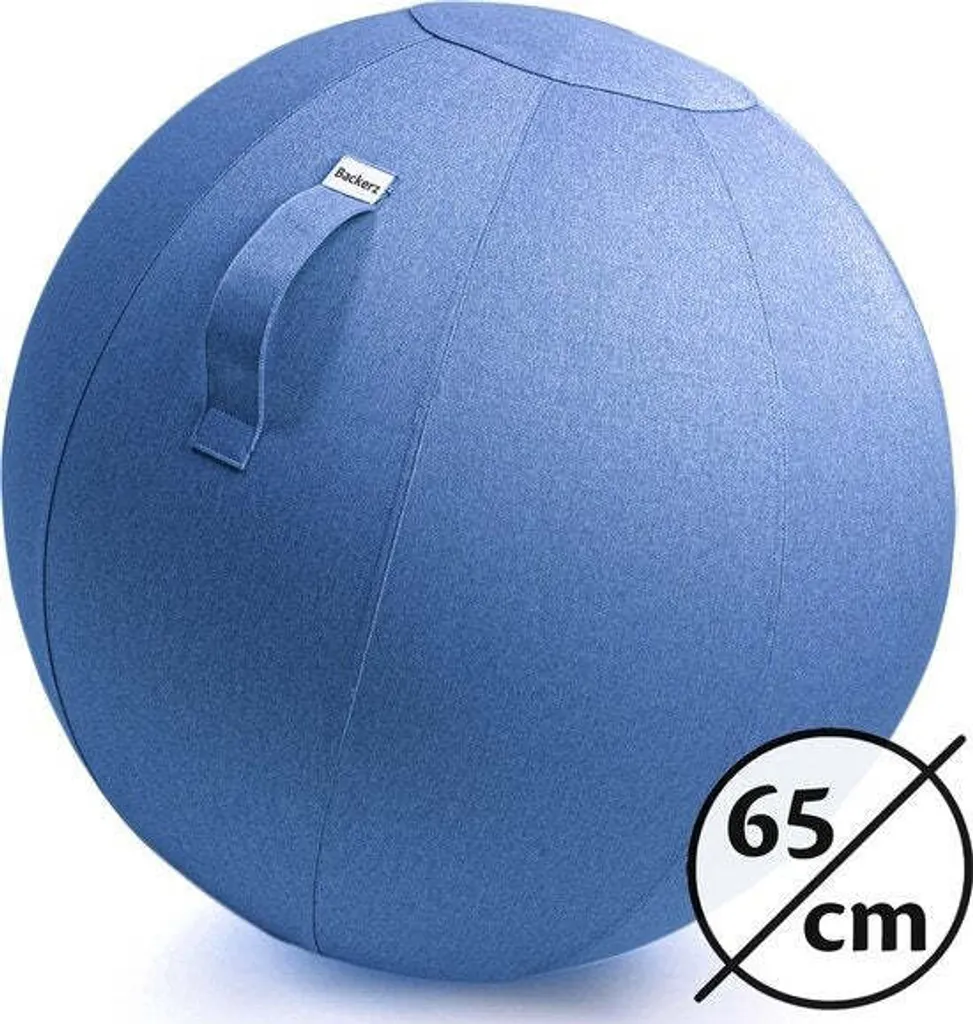 Chaise de bureau ballon ergonomique 65 cm - Housse lin bleu ciel chic