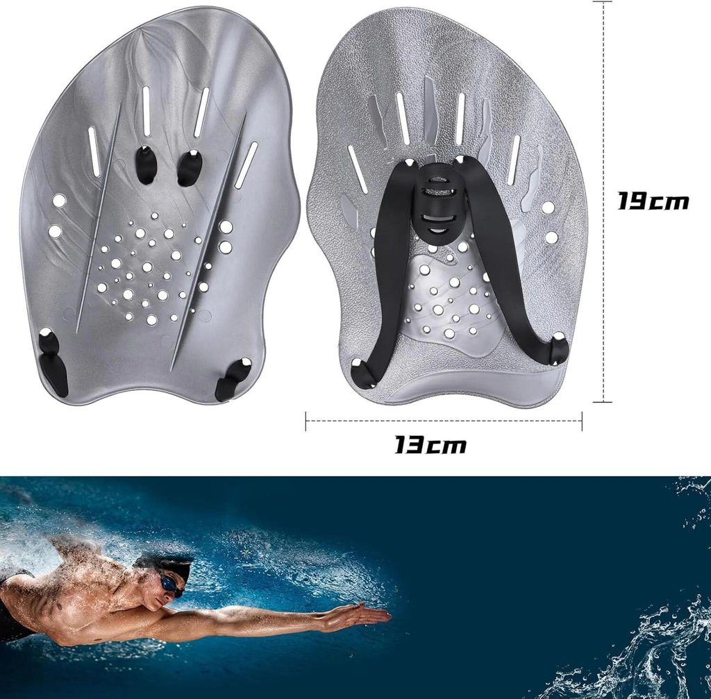 1 Paar Hand Paddles Schwimmen, Handpaddel zum Schwimmen, Schwimmpaddel mit verstellbaren Riemen ,Krafttrainingshilfe, Pool-Trainingsgerät, Zubehö...