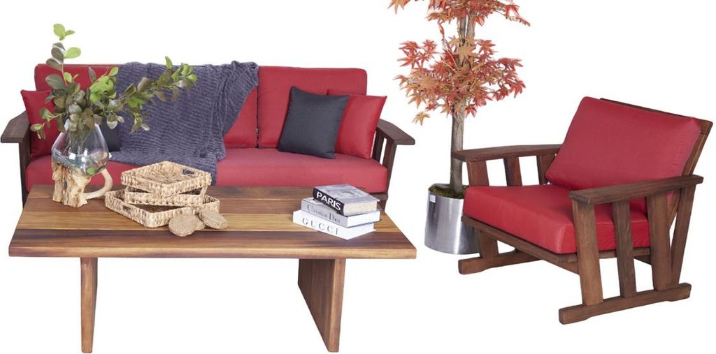 Stilvolles Gartenmöbel Set 3+1 Sitzer Terrassenmöbel Couchtisch 3tlg