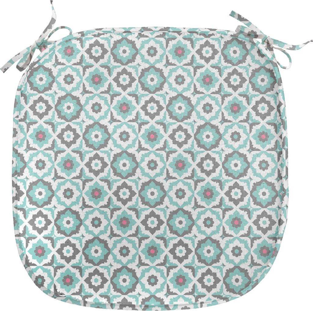 ABAKUHAUS Quatrefoil Polster für Esszimmerstühle, Retro-Pastellblumen, Dekoratives wasserfestes Kissen mit Riemen für Küchensitze, 40 cm x 40 c...