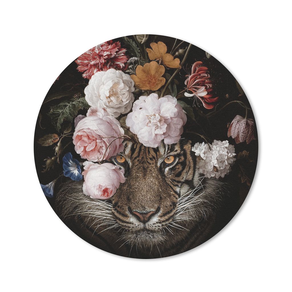 MuchoWow Mauspad Mousepad Blumen - Jan Davidsz de Heem - Tiger - Gemälde - Stillleben - Alte Meister 30x30 cm - Mousepads - Maus Mat - Pad - Mau...