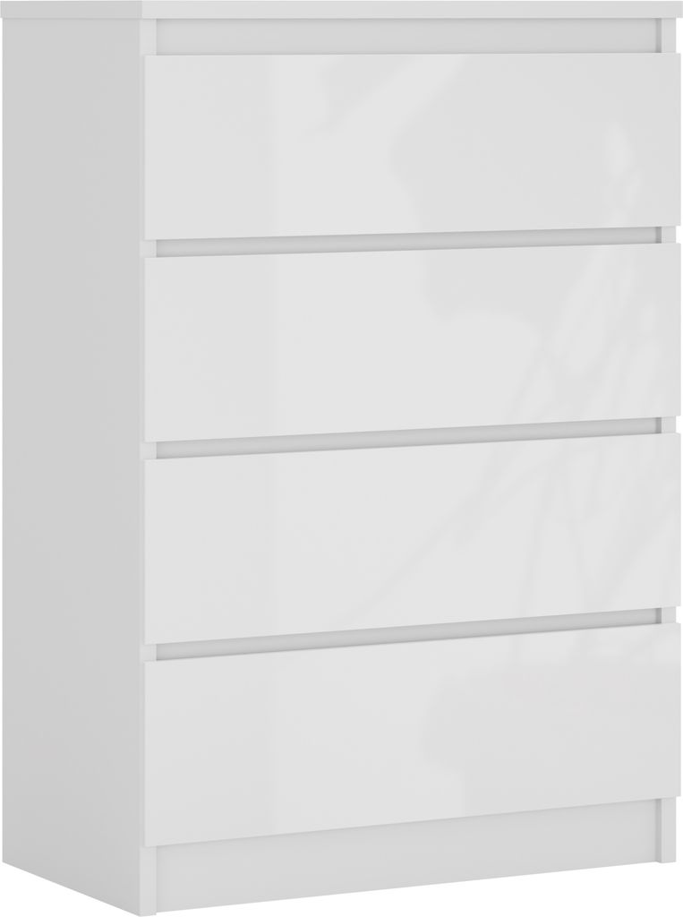 Commode avec 4 tiroirs, blanc mat / blanc brillant, 101 x Image du produit 