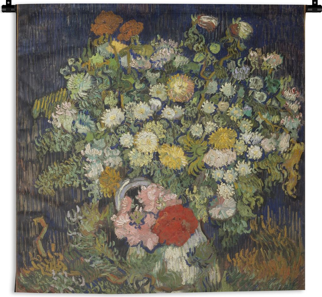 MuchoWow Wandteppich Wandbehang Blumenstrauß in einer Vase - Vincent van Gogh 60x60 cm Tapisserie Dekoration Wandtuch - Dekorationen - Wand Decke
