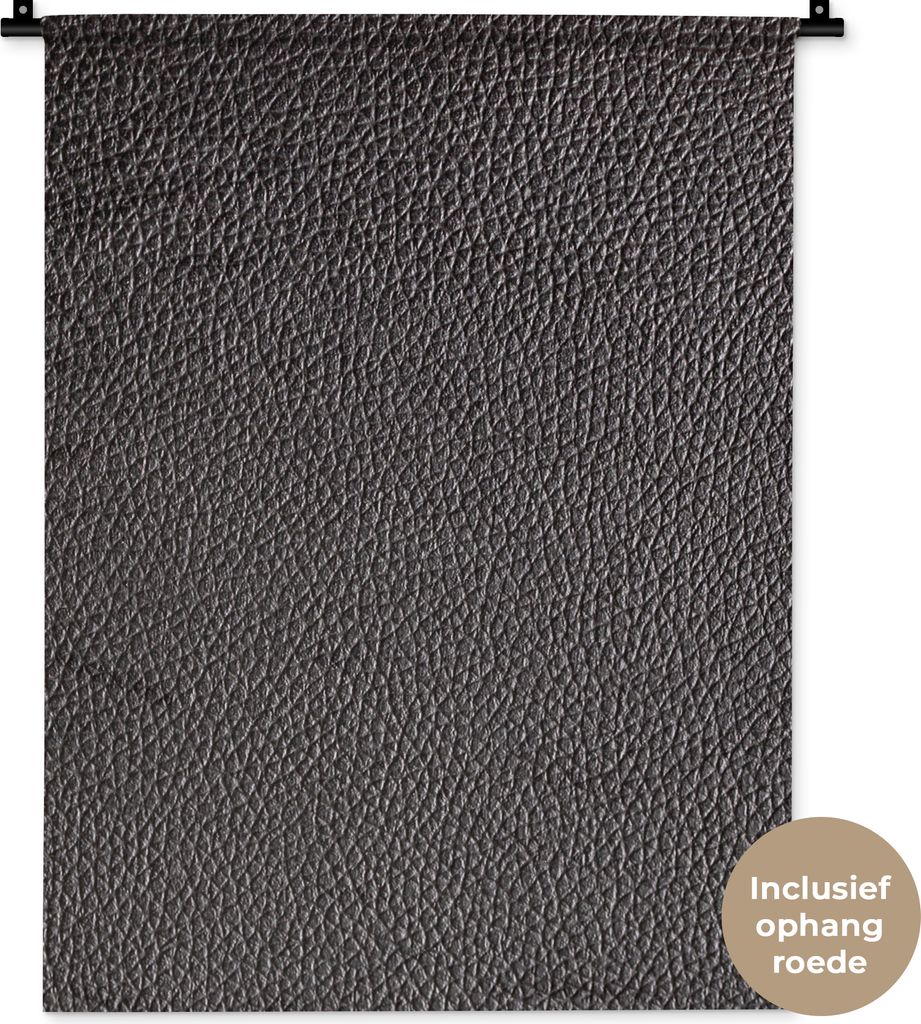MuchoWow Wandteppich Wandbehang Leder - Lederoptik - Schwarz - Hell 60x80 cm Tapisserie Dekoration Wandtuch - Decke - Wandtücher - Wohne