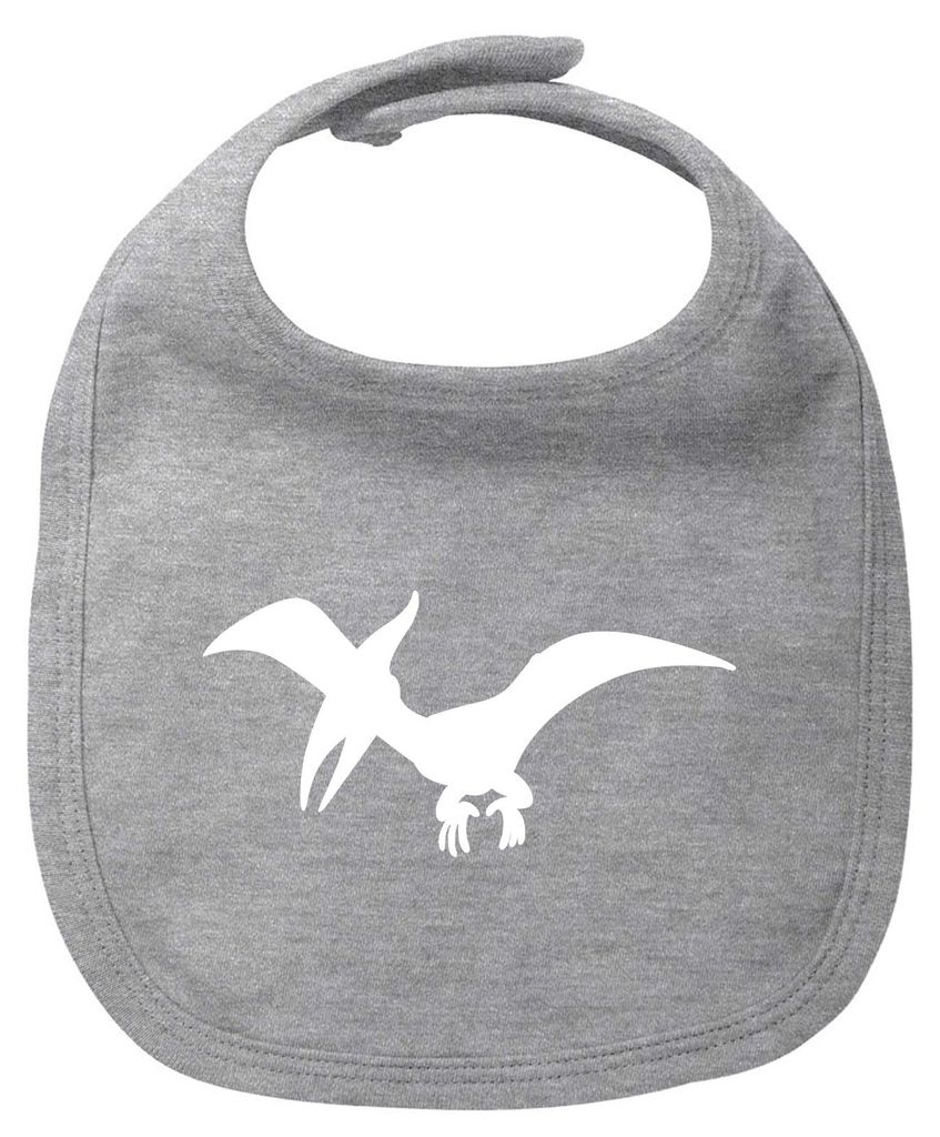 Huuraa Baby Lätzchen Pteranodon Dinosaurier Heather Grey Klettverschluss Baumwolle Latz Geschenkidee