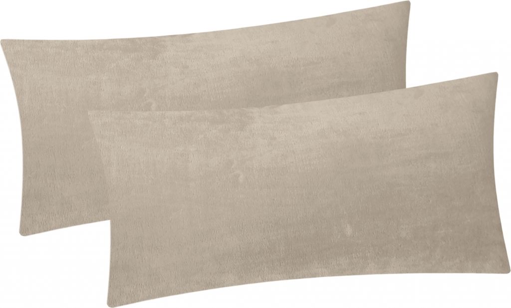 2er Set Fleece Winter Kissenbezug in 40x80cm - Beige - Produktbild 