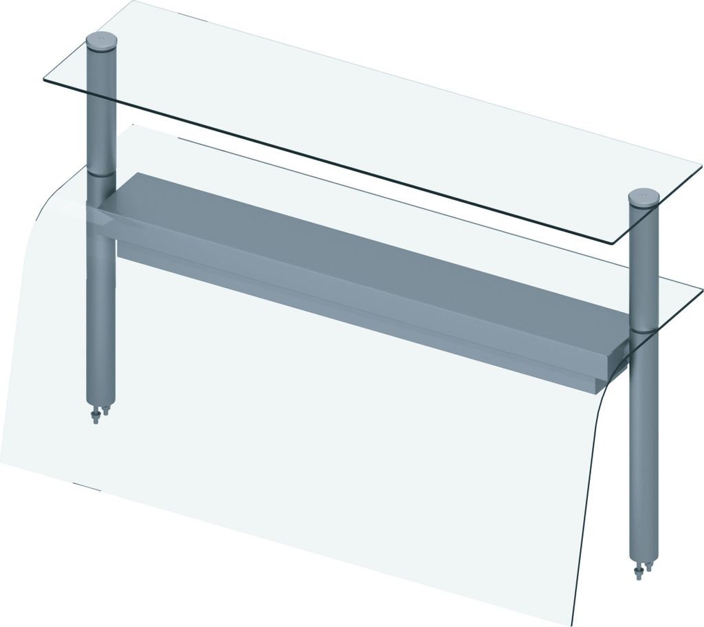 Doppel-Glas-Aufsatzbord mit Hustenschutz und Wärmelampe 790x455x700 mm für Speisenausgabesysteme