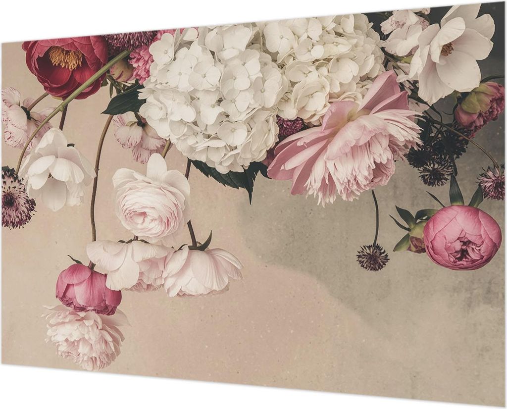 Wandtapete - Dekorative Tapete für Wohnzimmer - Tapetenfolie für Wanddekoration - 152x104 cm - Romantische Blumen