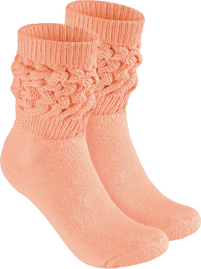 BRUBAKER Slouch Socken - Damen Schoppersocken für Fitness, Yoga und Workout - Sportsocken für Frauen, Pfirsich, Größe 39-42, 1 Paar