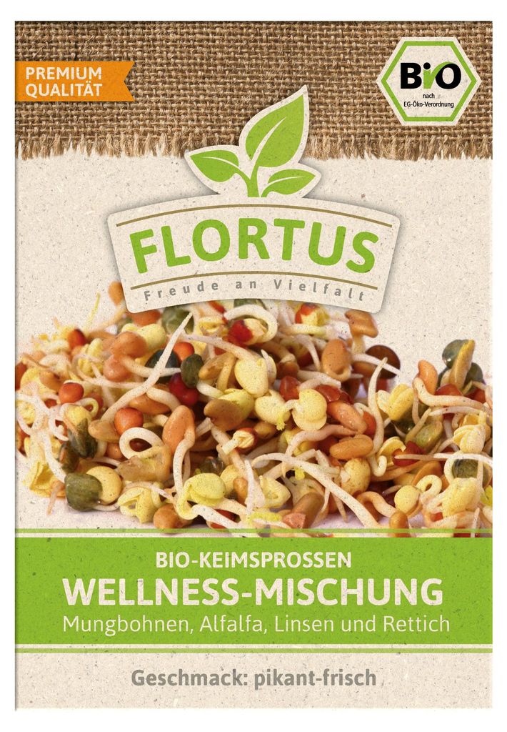 Artikelbild 2 von 'BIO Keimsprossen Wellness-Mischung (Mungbohnen, Alfalfa, Linsen und Rettich)'