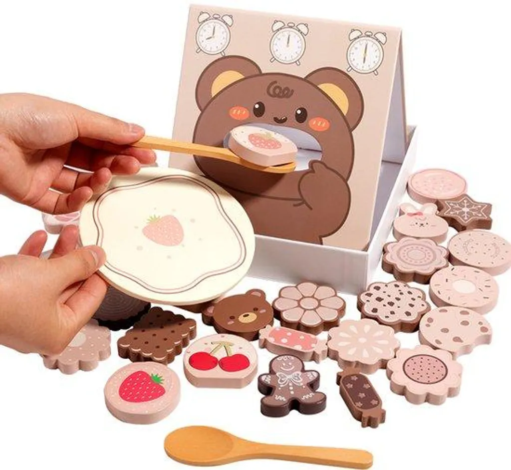 Jeu d'imitation biscuits en bois - Jouet éducatif motricité enfant